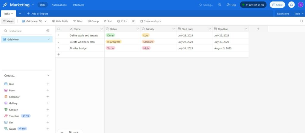 Airtable A screenshot of Airtable.