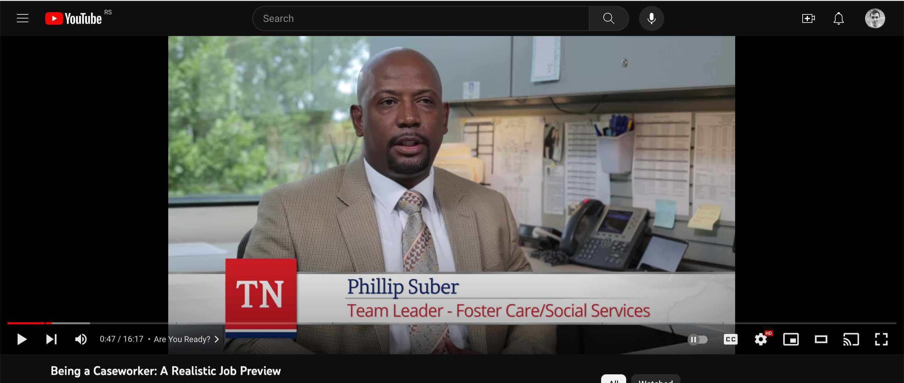 An example of a video testimonial for a social worker job role.