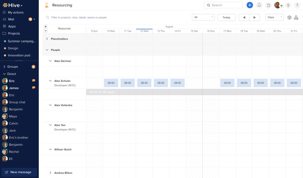 Hive — Visual team allocation software