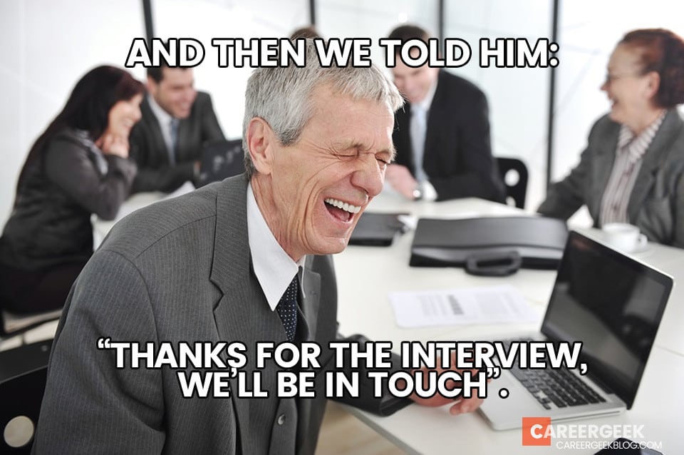 Interview feedback meme.