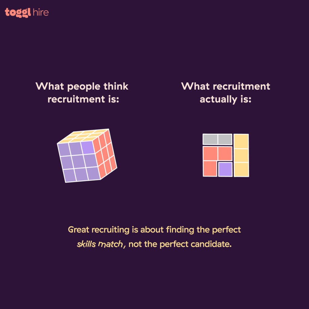Recruitment is about finding the right skills match, not the perfect candidate.