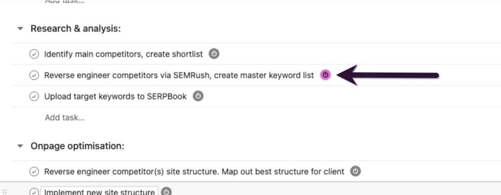 Asana dashboard with Toggl Track time entry