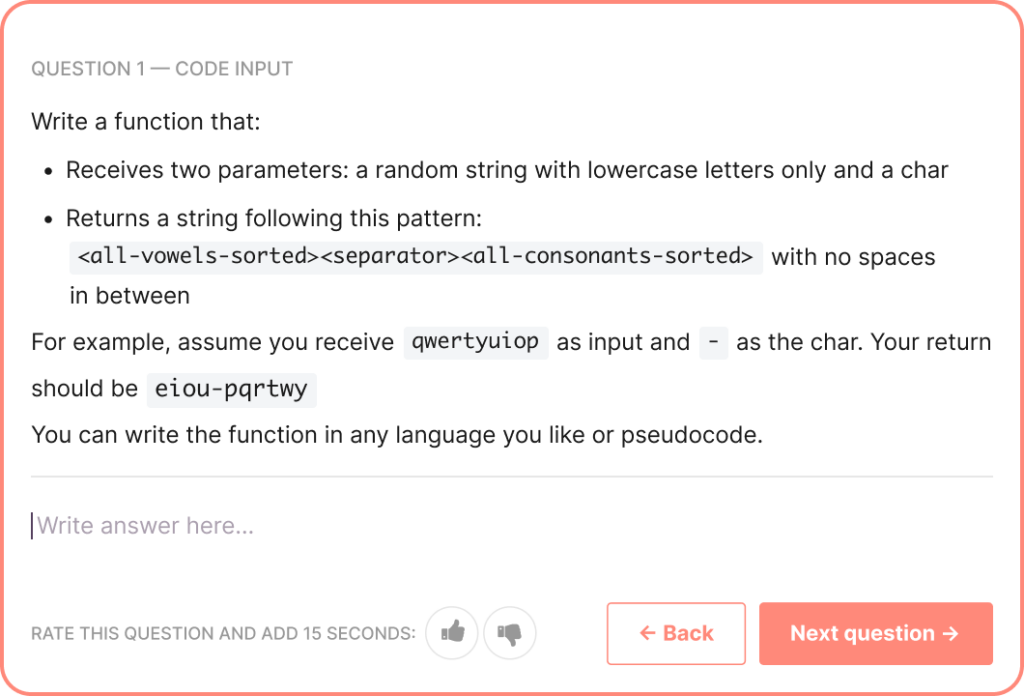 sample skills test question for realistic job preview
