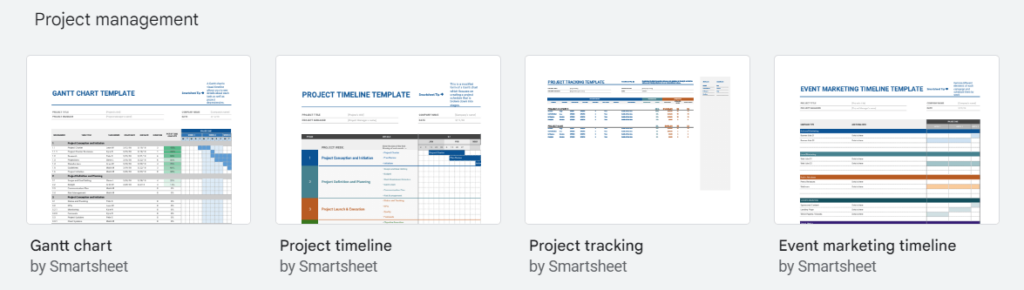 Google Sheets project management template gallery