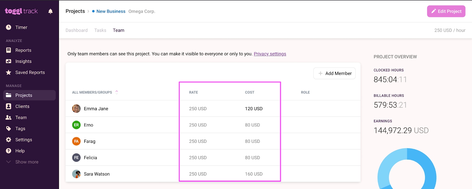 Toggl Track screenshot.