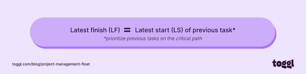 Latest finish (LF) formula