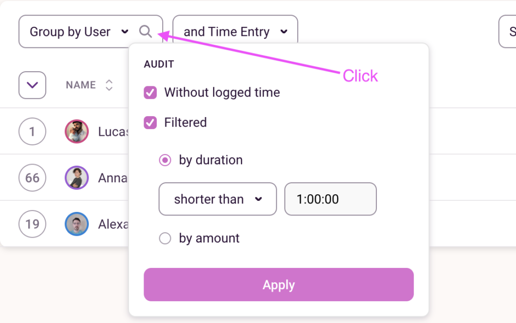 Performing a time audit in Toggl Track