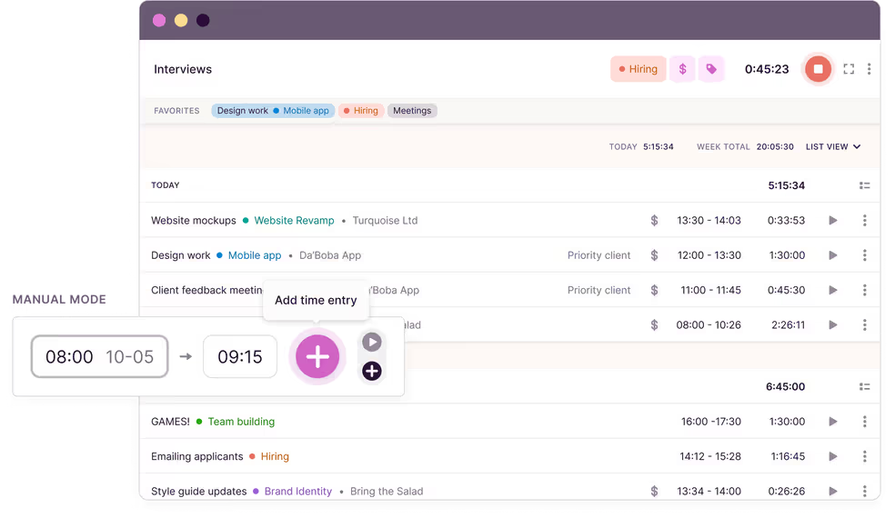 Toggl Track screenshot