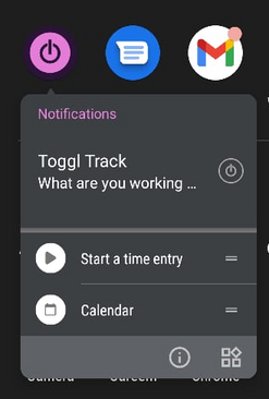 Toggl Track mobile app widgets.