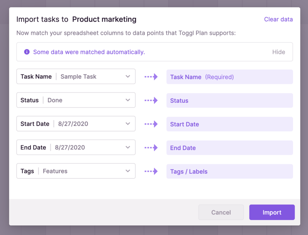 Toggl Plan screenshot.